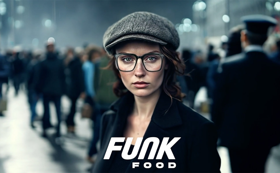 Funk Food: Junge Frau mit Brille